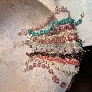 Colorful Flower Beaded Bracelet Set